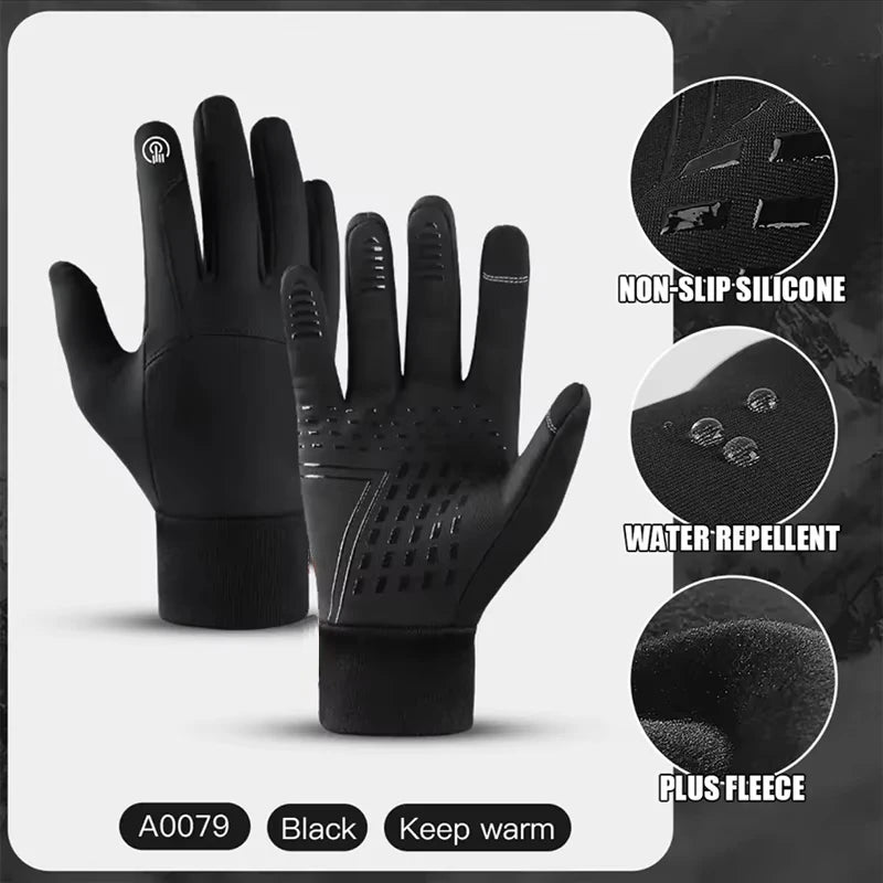 Herbst Winter Outdoor Radfahren Handschuhe Gym Fitness Sport Laufen Warm Touch Screen Rutschfeste Handschuhe Motorrad Handschuhe Männer Schwarz