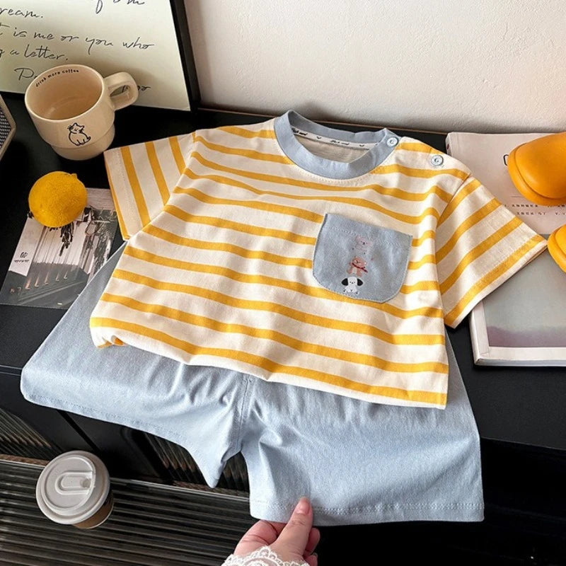 Kinder Kleidung Set Baby Jungen/Mädchen T-Shirt + Shorts Sommer Kleidung Baumwolle Cartoon Casual Jungen Trainingsanzug Kinder Baby Kleidung set