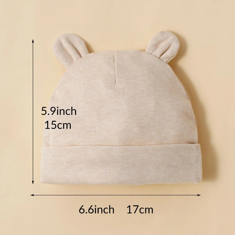 3 Stück Unisex-Babymützen Aprikose 100 % Baumwolle, weich, bequem, modisch und minimalistisch, 0–12 Monate