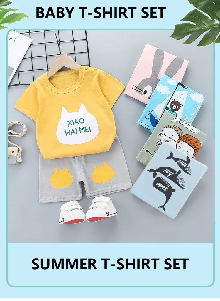 2PCS kinder Sets mutter Kinder Kleidung Jungen Mädchen T-shirt Shorts Sommer Baumwolle kurzarm Baby Kinder Kleidung Kleinkind anzug