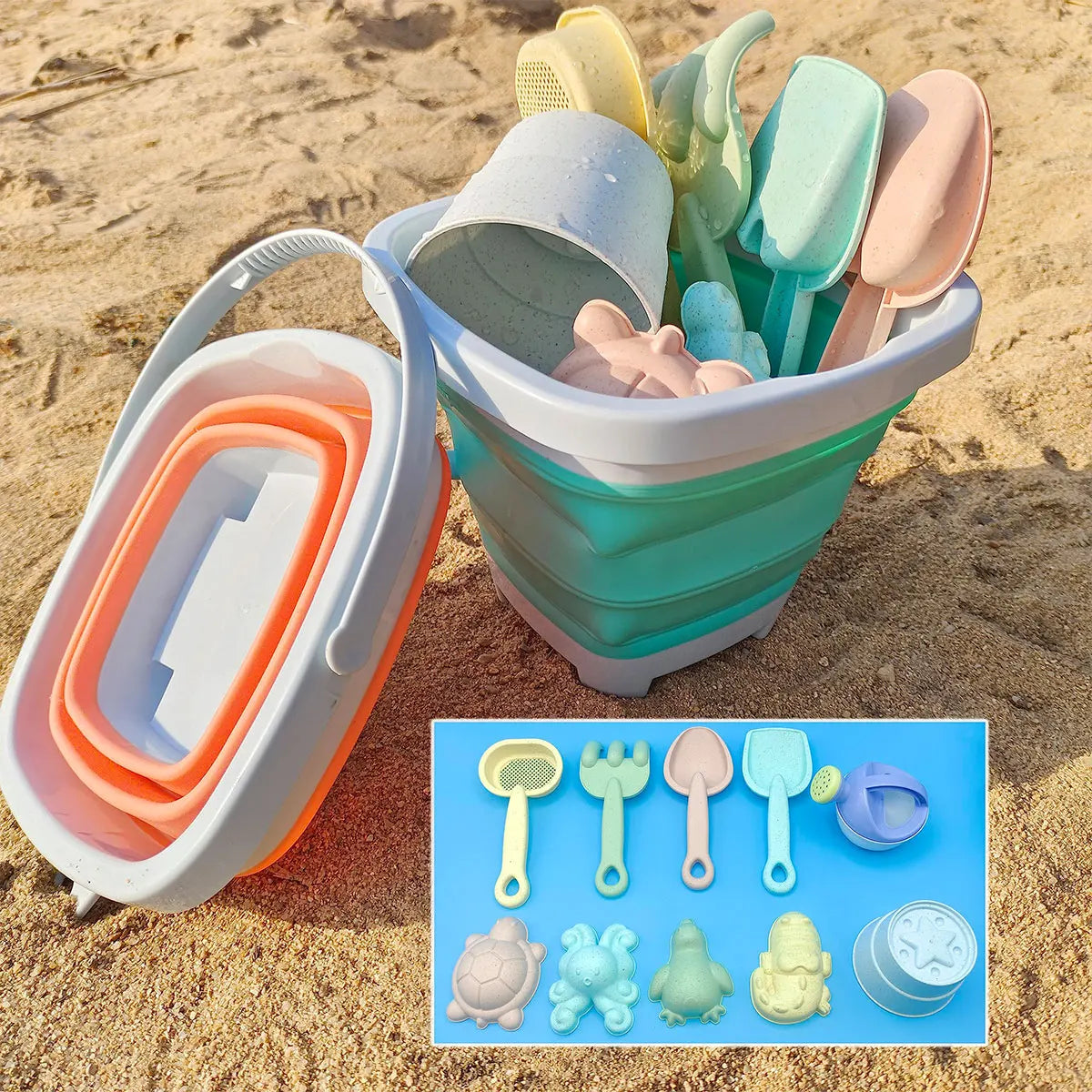 11/5/1 PCS Strand Sand Spielen Wasser Set Klapp Eimer Sommer Spielzeug für Kinder Kinder Outdoor Spiel sandkasten Zubehör Farbe Zufällig