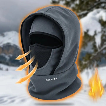 Wasserdichte Polar-Fleece-Sturmhaube, Thermo-Mütze zum Radfahren, Skifahren, mit Kapuze, Nackenwärmer für kaltes Wetter, Gesichts- und Nackenwärmer, Beanie-Mütze
