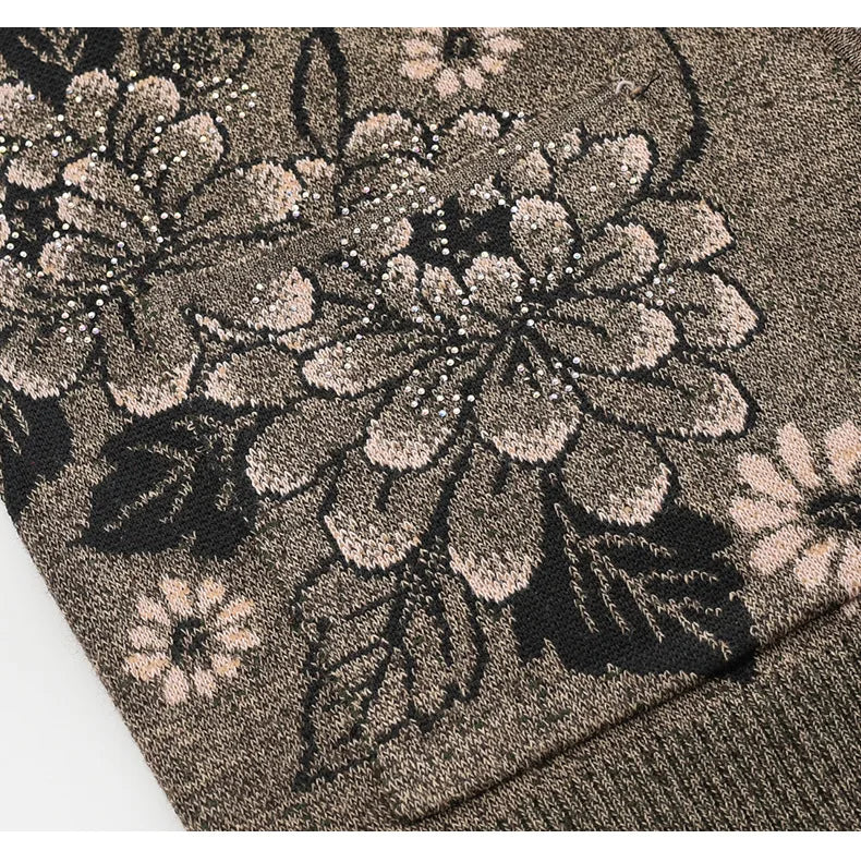 Koreanische frauen Kleidung Neue Stricken Woolen Gedruckt Strickjacke Mantel Mittleren Alters Mutter Strickwaren Tops Vintage Oma Pullover Jacke