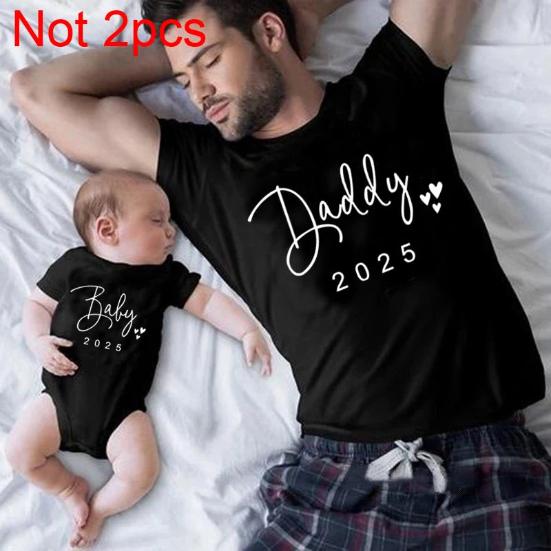 Funny Baby Dad 2022 Family Matching Outfits Simple Pregnancy Announcement Family Look T-Shirt Baby Dad Matching Clothes
