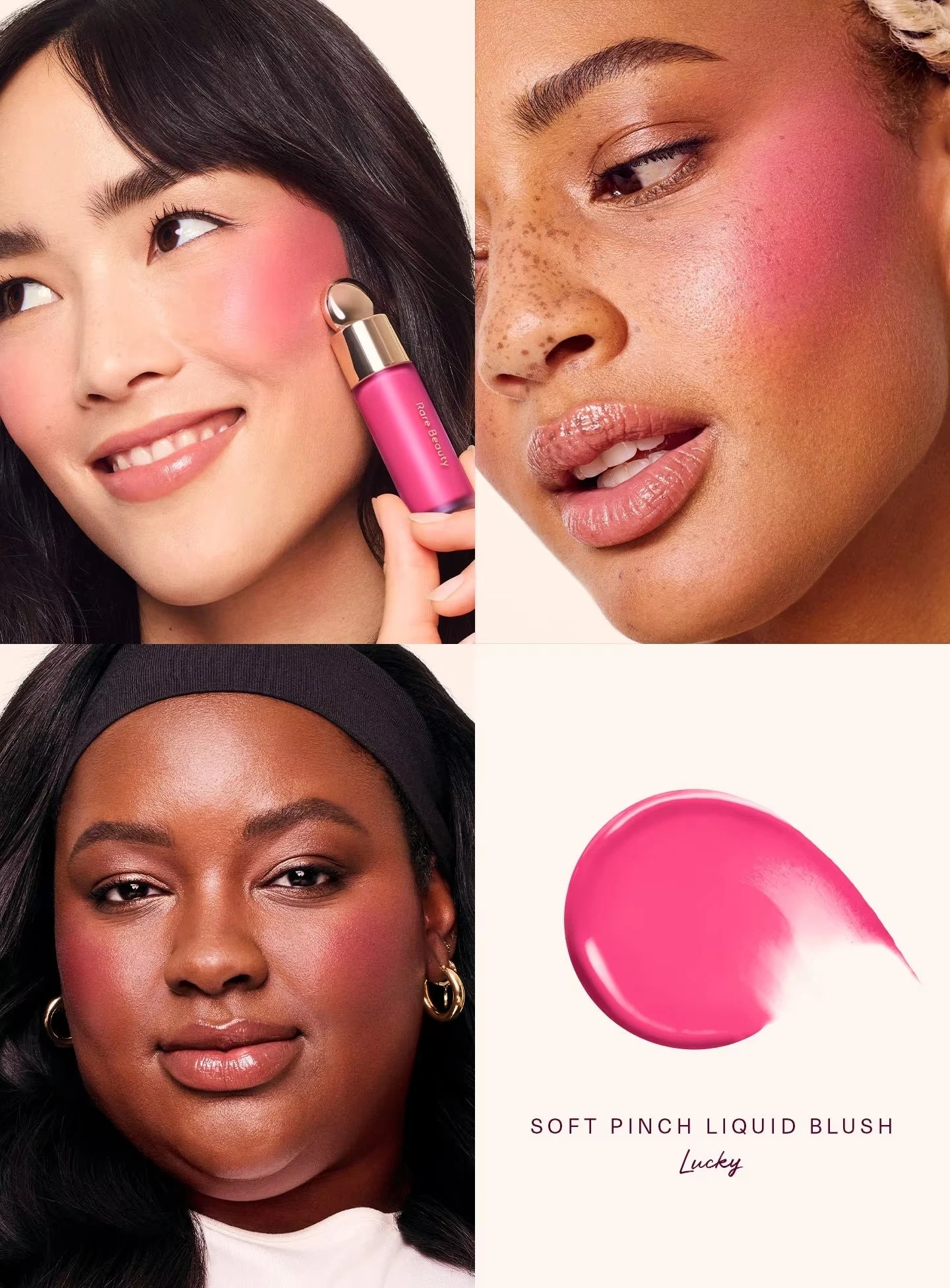 Rare Beauty Soft Pinch Liquid Blush Seidig und gleitet auf reibungslos, langanhaltendes, pralles Make-up Hope Love Virtue Happy Wonder Worth