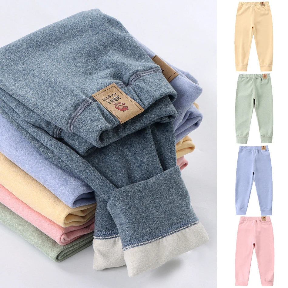 Kinder-Hosen mit Fleece-Futter für Teenager, Jungen und Mädchen, warme und gemütliche elastische Winterhosen, Kleidung, geeignet für Herbst und Winter