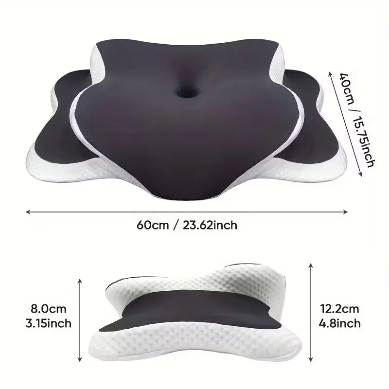 Ergonomisches Memory-Schaum Schmetterlings-Nackenkissen C-förmig Verstellbare Doppelhöhe Transparenter Bezug Unterstützung für Seiten-/Rücken-/Kissenliegeposition
