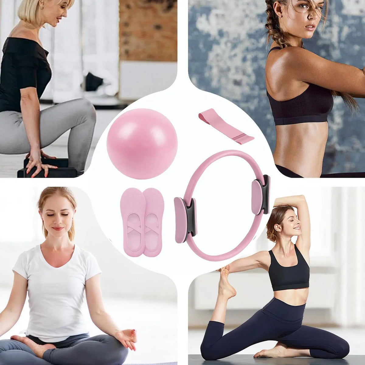 NEW Pilates Ball and Ring Set Pilates Fitness Ring Resistance Band Exercise Workout Fitness Equipment For Pregnancy Postpartum