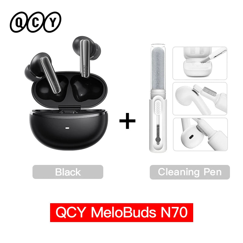 QCY MeloBuds N70 Adaptive ANC Wireless Earbuds Bluetooth 6.0 LDAC Hi-Res Audio 6 Mikrofone Wireless Charging Kopfhörer 50 Stunden IPX5