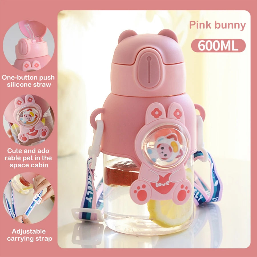 600 ml Kawaii Sommer Kinder Wasser Tasse Hochwertige Herbst-proof Stroh Tasse Jungen und Kreise Gehen zur Schule baby Wasserkocher