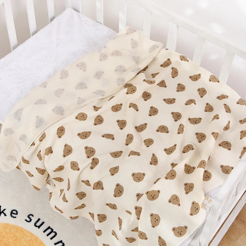 80*80 cm Decke Doppellagige Musselin Baby-Puckdecke Cartoon-Druck Weiche Neugeborenen Baumwolle Pucktuch Kinderwagen