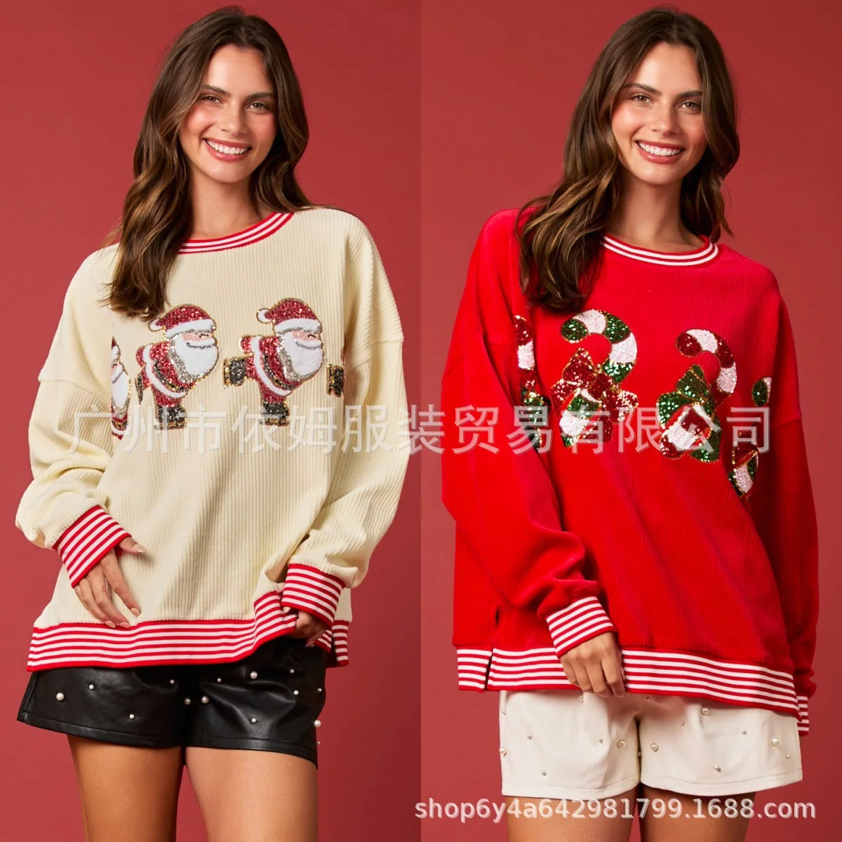 Weihnachten Rundhals Langarm Vielseitig Lose Urlaub Mode Pullover Frauen Herbst Modus 2025, Sweter Damski Herbst Pullover