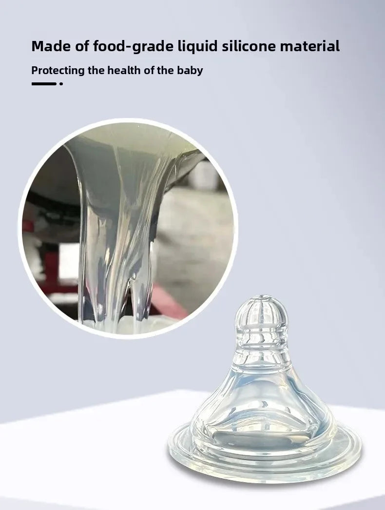 3-in-1 Freihändige Babyflasche 300ML mit Weitem Hals, Anti-Tropf-Schwerkraftstrohhalm und Milchaufbewahrungsflasche mit Sauger