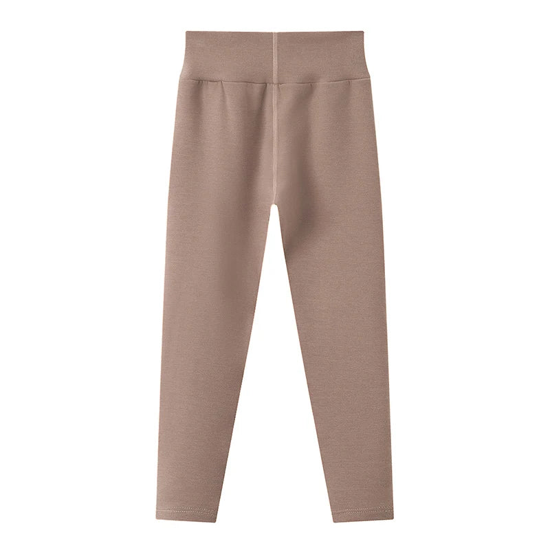 3/1-teiliges Set für Herbst und Winter, Kinder, einfarbig, mittelhohe Taille, dicke Leggings, Jungen und Mädchen, Fleece, warme Freizeithose
