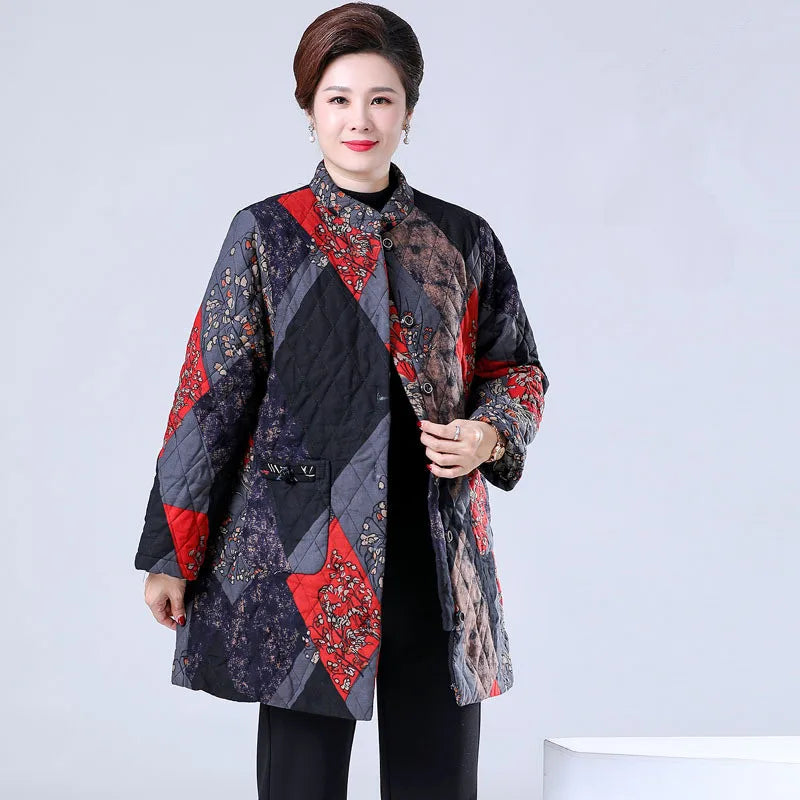 Lose Damen Herbst Winter Baumwollmantel mittleren Alters ältere Mutter dicke warme Jacke Oma Parkas 100 kg tragen 2XL-9XL