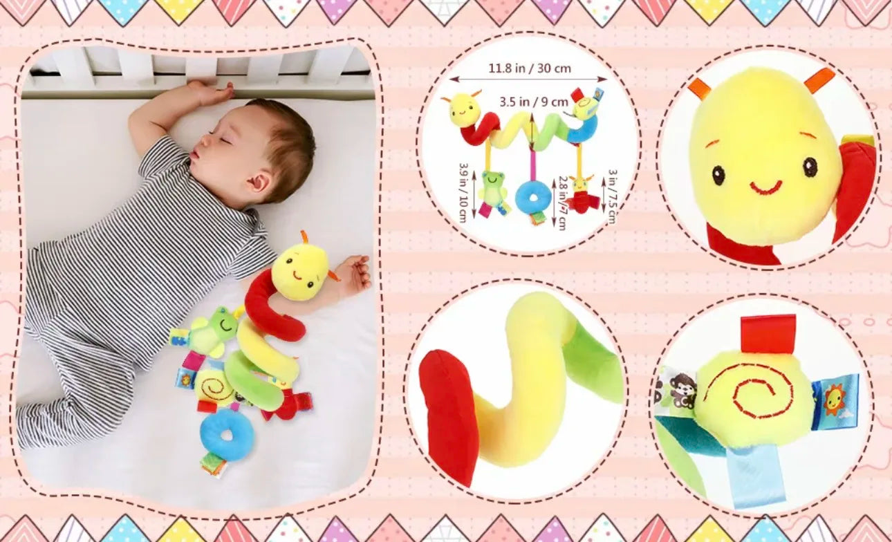 Autositzspielzeug für Babys, Spiral-Aktivitätsspielzeug, hängende Rassel, Plüschspielzeug zum Aufhängen am Kinderwagen, sensorisches Spielzeug für Neugeborene, Geschenk für Neugeborene