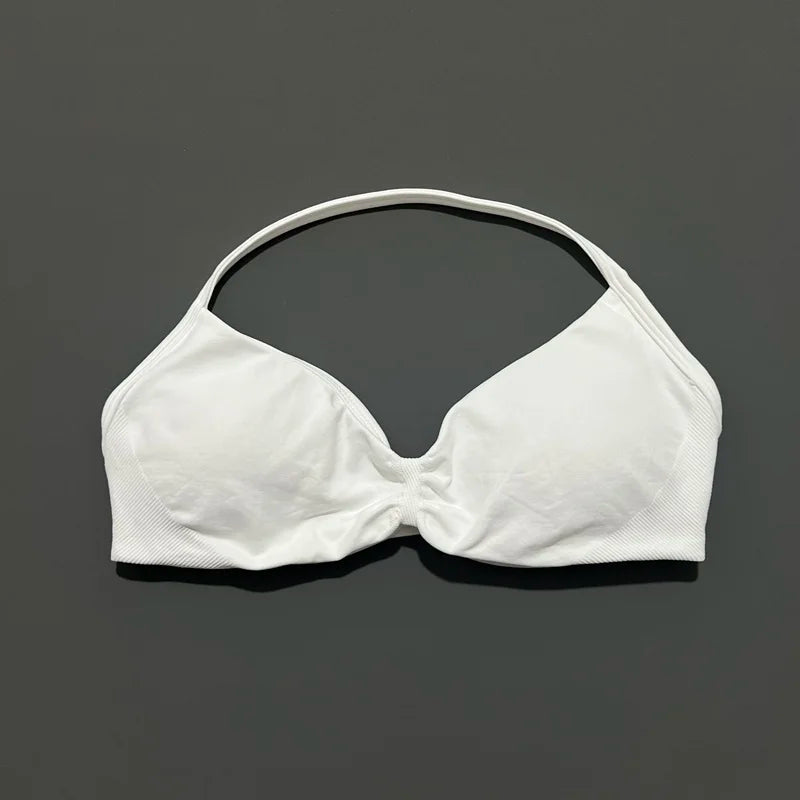 Sport-BH mit Trägern, Yoga-Unterwäsche, Damen-Gymnastik-Top, Lauftraining, rückenfreier BH, hohe Unterstützung, aktive Kleidung, Fitness, Workout, Neckholder