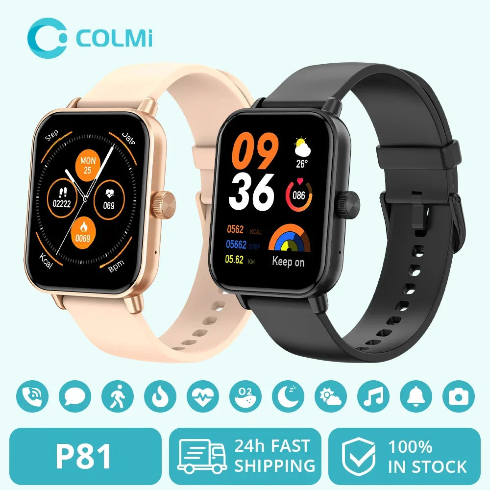 COLMI P81 Voice Calling Smart Watch Ultra 1,9 Zoll Bildschirm 24H Gesundheitsmonitor 100+ Sportmodi, Bluetooth Smartwatch Männer Frauen