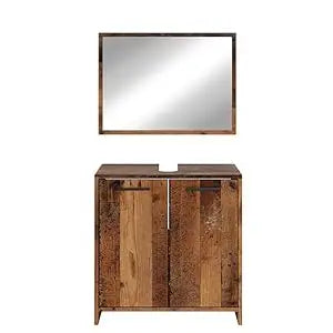 Bad Furniture-Set Oak rustikal Kiko, bestehend aus Badezimmer Mirror, Washbasinunterschrank - Platz for Nursing and Baduten