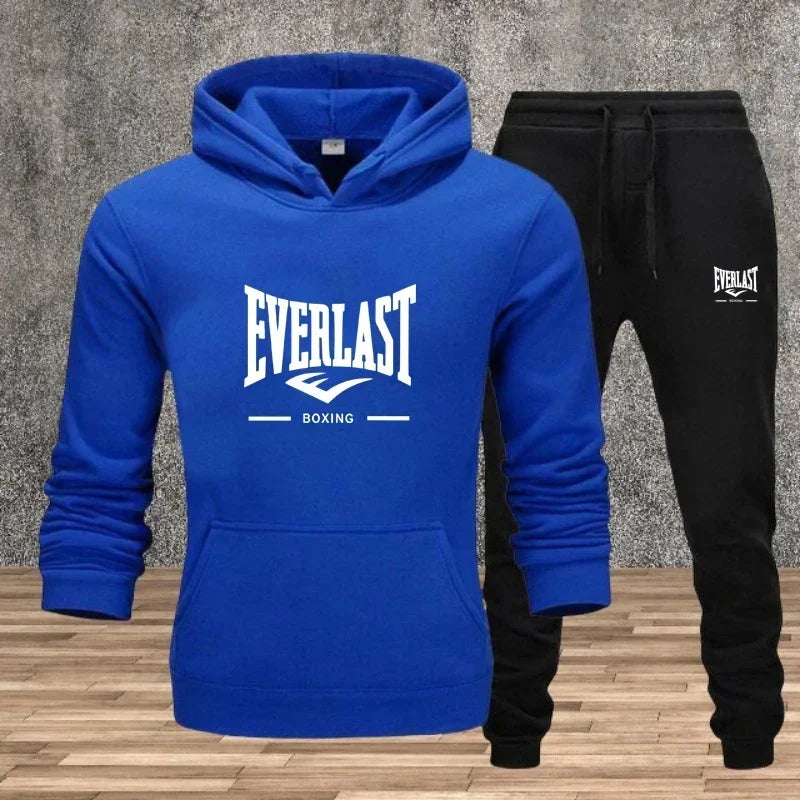 Ein neues modisches Fitness-Jogging-Freizeitset für Herren für Herbst und Winter, bestehend aus zweiteiligem Kapuzenpullover und Hose.