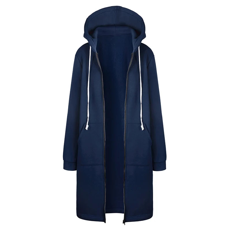 2024 Damen Herbst Winter ThickenHoodies Parkas Lose Kapuzenjacken Reißverschlusstasche Maxi Größe Sweatshirt Sportkleider Outwear