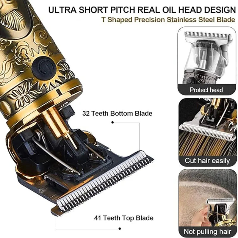 Carving T9 Vintage Professionelle Elektrische Haar Schneiden Maschine USB Aufladbare Tragbare Rasierer Trimmer Für Bart Pflege Beste Geschenk