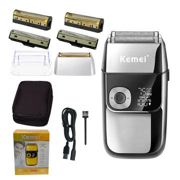 Kemei 2-in-1-Elektrorasierer für Männer, elektrischer Rasierer, wiederaufladbarer Bartrasierer, schwimmender Haarschneider, Gesichtspflege, Glatzenrasiermaschine