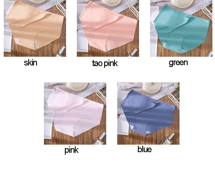 3Pcs Plus Größe Unterwäsche frauen Höschen Eis Seide Einfarbig Damen Nahtlose Unterhose Mädchen Briefs Atem Sexy Dessous weibliche