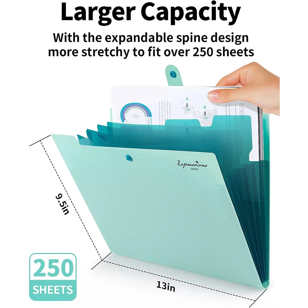 Fächermappe, 5 Taschenordner für Dokumente, tragbarer Papier-Organizer für Schulbürobedarf, A4-Format