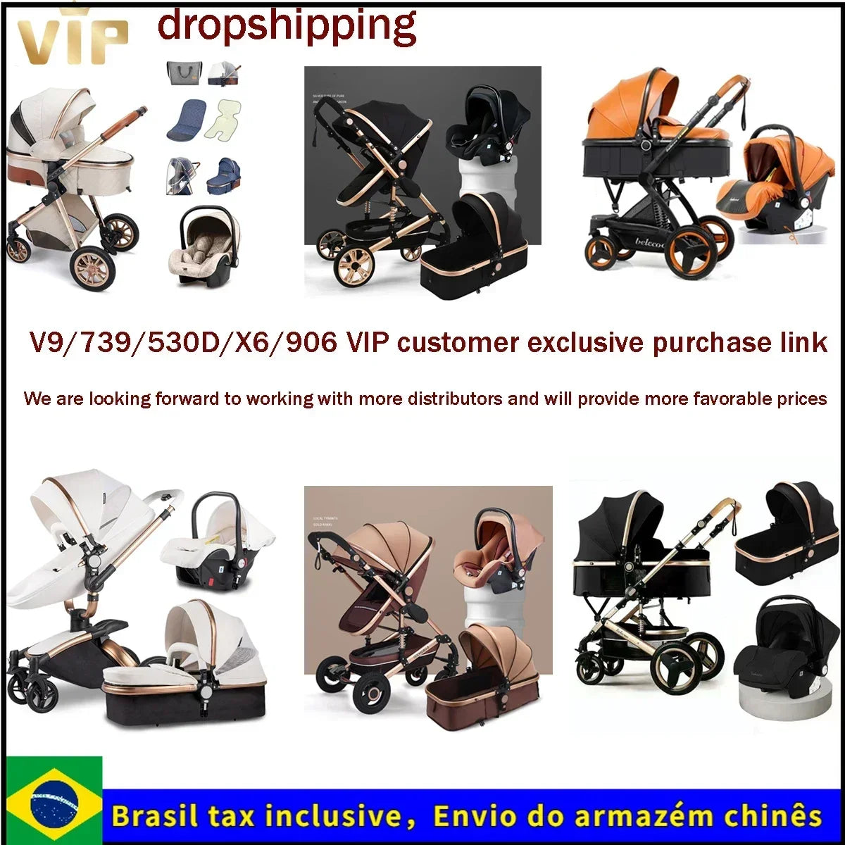 VIP-Kinderwagen 3-in-1-Dropshipping Unternehmen Großhandel VIP-Händler Mehrere Modelle, 739/V9/530D/Belecoo X8/906
