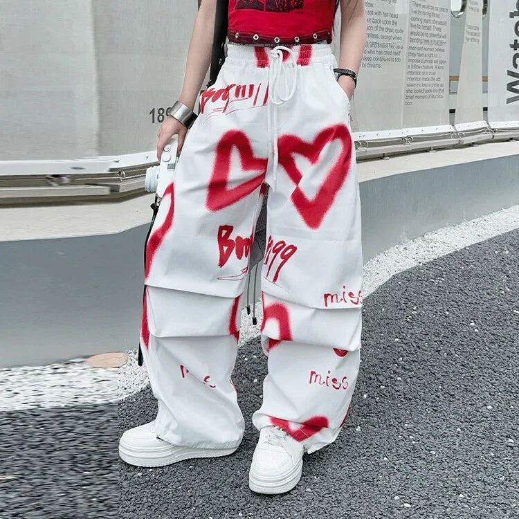 2026 Herbst Winter Teenager Trainingsanzug Mädchen Kleidung Herz Graffiti 1-teiliges T-Shirt Crop Top oder Lange Weite Hose Kinder 4 8 9 10 12 14 Jahre