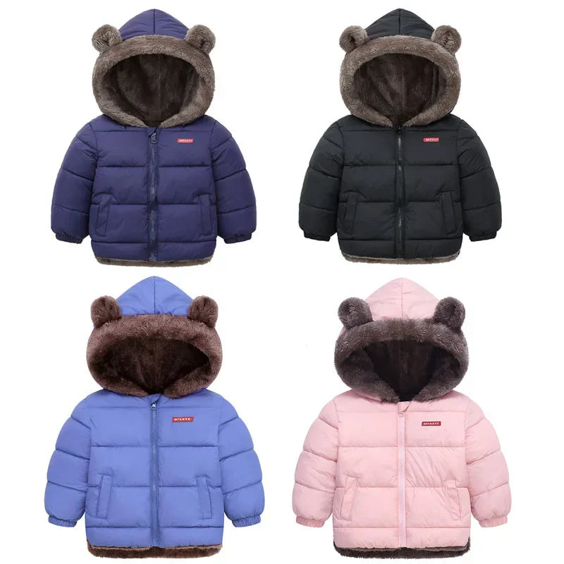 Jungen Mädchen Dicke Jacken Winter Kinder Gepolsterte Fleece Warme Mäntel Kinder Mit Kapuze Baumwolle Oberbekleidung Kinder Kleidung Kaschmir Schneeanzug