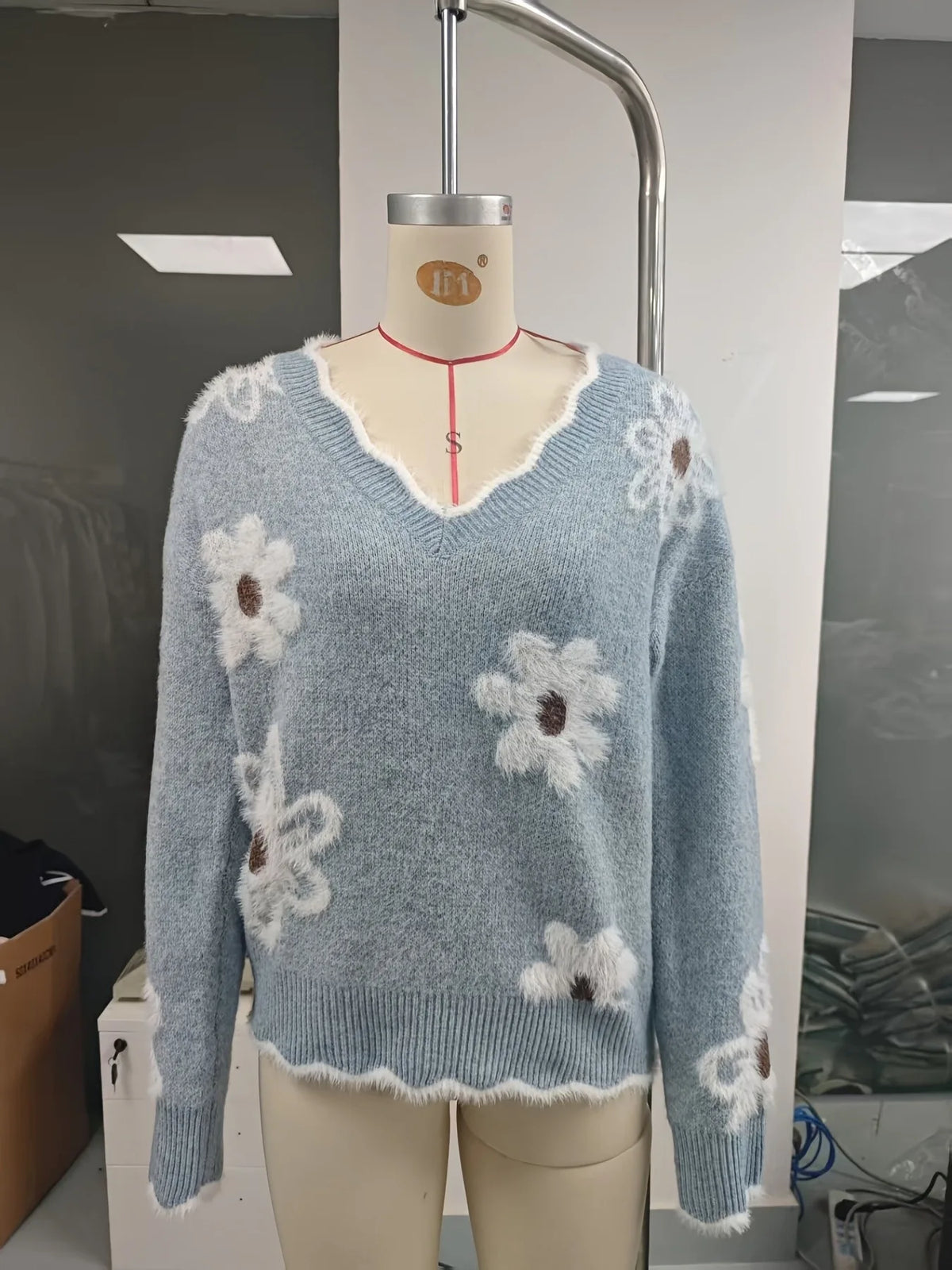 Frauen Invierno Herbst Modus Neue Herbst Pullover V-ausschnitt Jacquard Lange ärmeln Vielseitig Gestrickte Pullover Pullover Maglione Da Donna