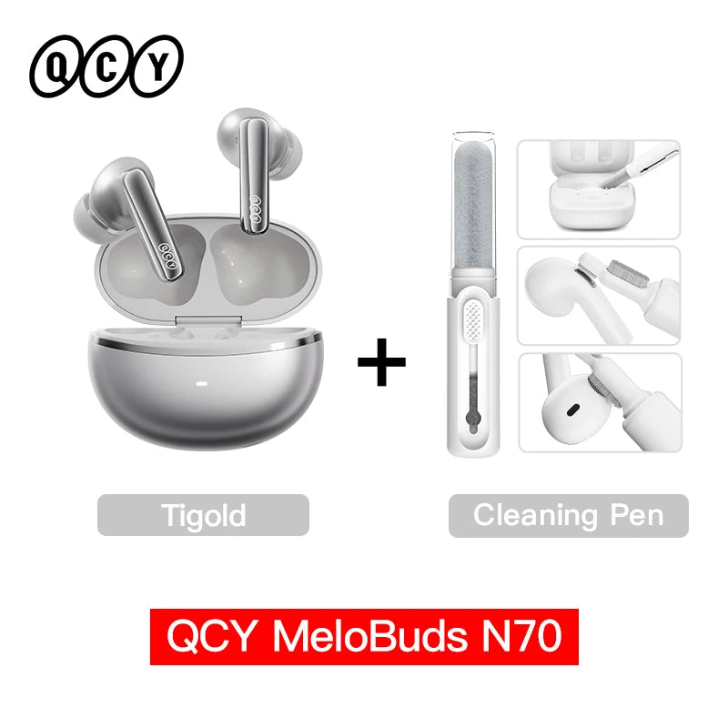 QCY MeloBuds N70 Adaptive ANC Wireless Earbuds Bluetooth 6.0 LDAC Hi-Res Audio 6 Mikrofone Wireless Charging Kopfhörer 50 Stunden IPX5