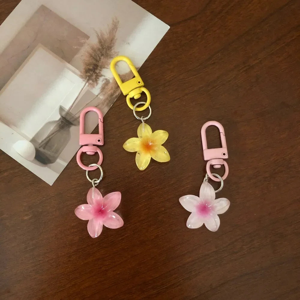 Transparenter Y2K-Schlüsselanhänger mit Blumenmuster, niedlicher ästhetischer Mehrzweck-Schlüsselhalter, Tasche, Kopfhörerhülle, Charm-Zubehör für Frauen und Mädchen