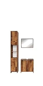 Bad Furniture-Set Oak rustikal Kiko, bestehend aus Badezimmer Mirror, Washbasinunterschrank - Platz for Nursing and Baduten
