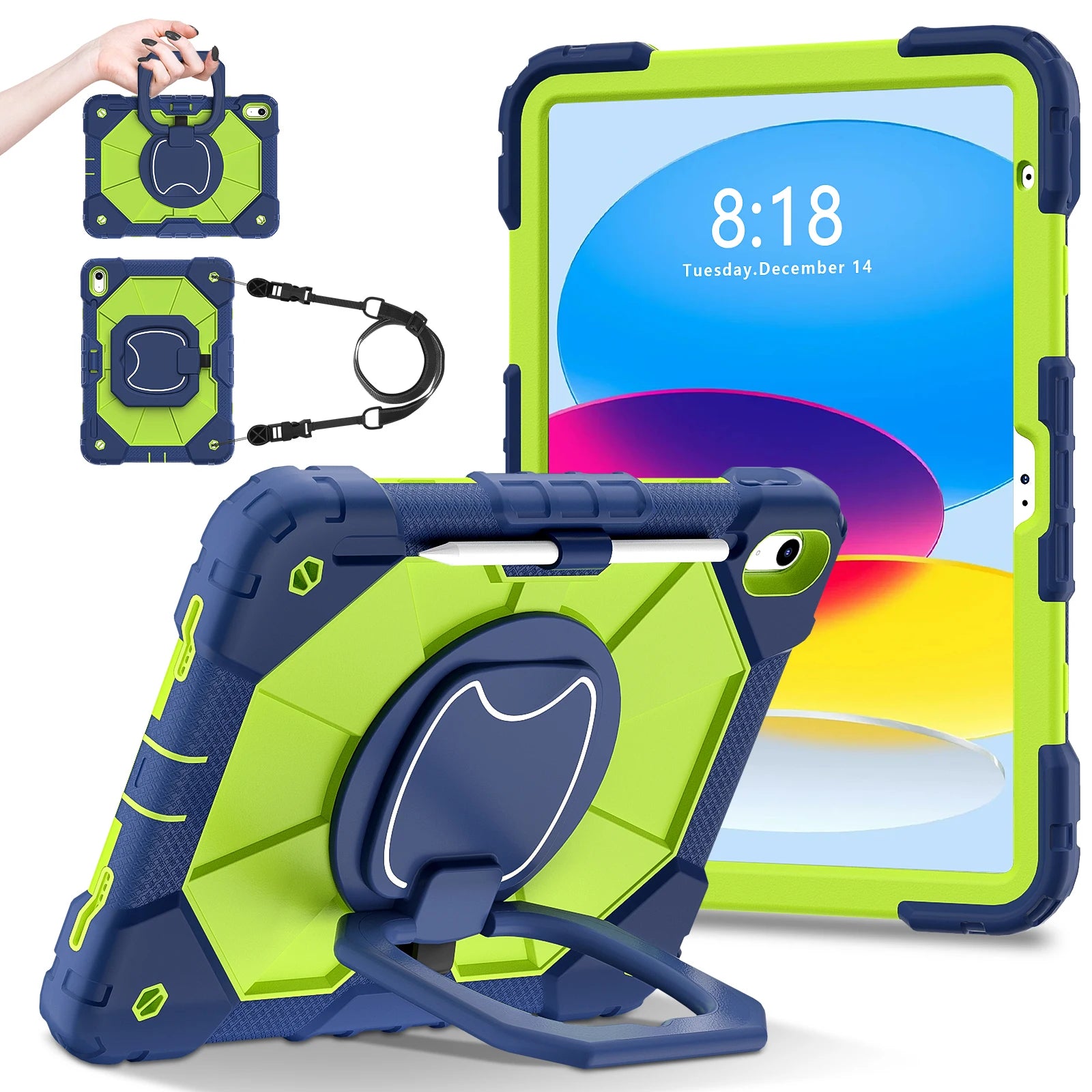 Robuste Armor-Kinderhülle für iPad 10. Generation Air 5 4 10.9 Air 11 2025 13 2024 10.2 8. 9. Generation 9.7 Tablet-Ständer Stoßfeste Schutzhülle