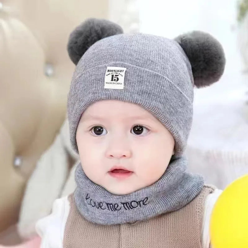 Herbst Winter Baby Warme Gestrickte Hüte Mit Pom Kinder Stricken Beanie Hut Einfarbig Kinder Hut Für Jungen Mädchen Zubehör