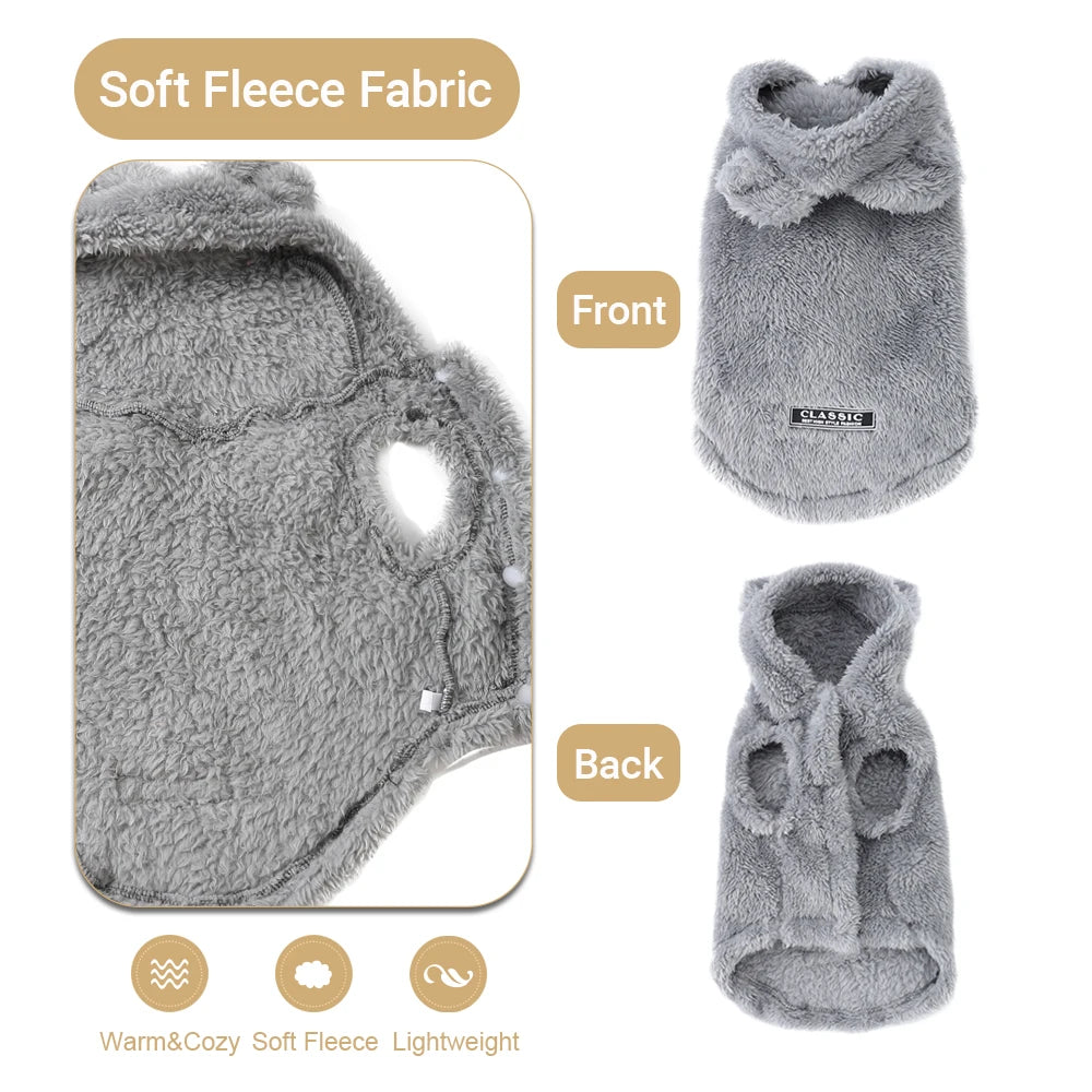 Weiche Fleece-Haustier-Hundekleidung, süßer Kapuzenmantel für kleine und mittelgroße Hunde, Katzen, Herbst-Winter-Welpen-Kapuzenjacke, Pullover, Mops-Bekleidung