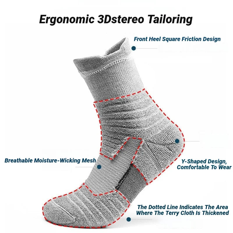 3 Paar rutschfeste Fußballsocken für Herren, kurze, lange Röhrensocken, Fußball, Basketball, Sport, atmungsaktiv, geruchshemmend, Größe 39–45, zum Laufen, Wandern