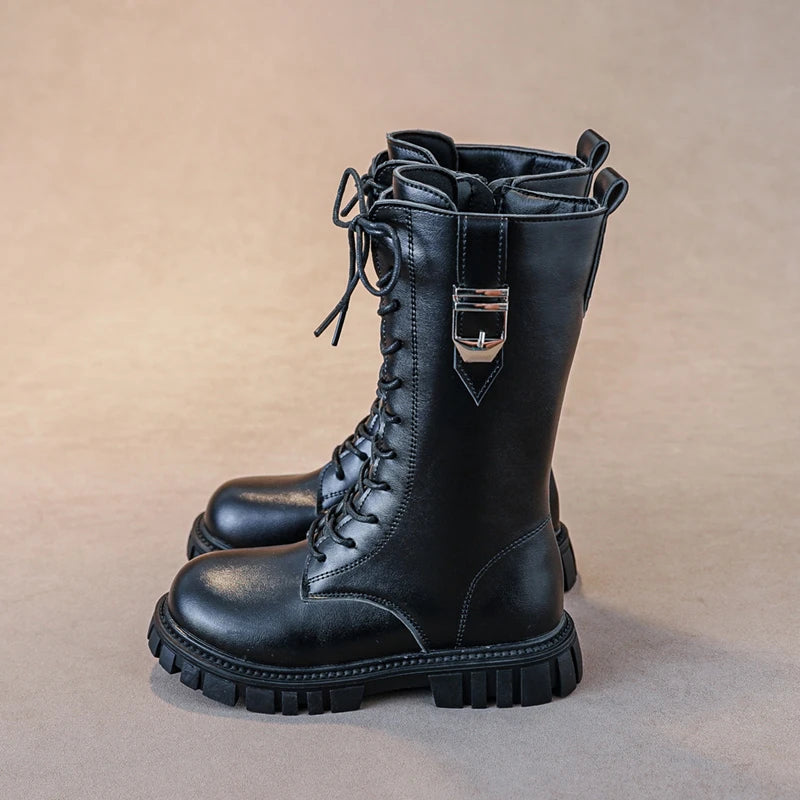 Elegante Zipper Baby Mädchen Lässige Mode Stiefel Herbst/winter Runde Kappe Warme Dicke Sohle Spitze Bequeme kinder Zwischensohle stiefel