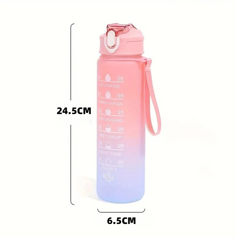 750ml Cartoon Farbverlauf Wasserflasche für Erwachsene, Niedliche Blueys Buchstaben Sport Fitness Flaschen, Outdoor Studenten Reise Trinkbecher Geschenke