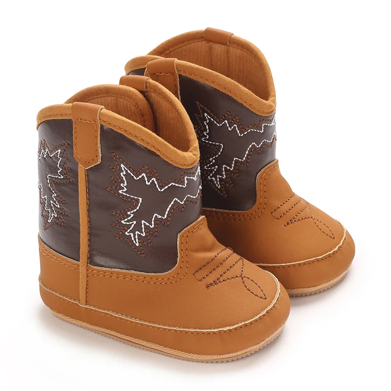 Winterstiefel für Babys, Jungen und Mädchen, 0–12 Monate, Western-Denim, Lauflernschuhe, warm, lässig, modisch