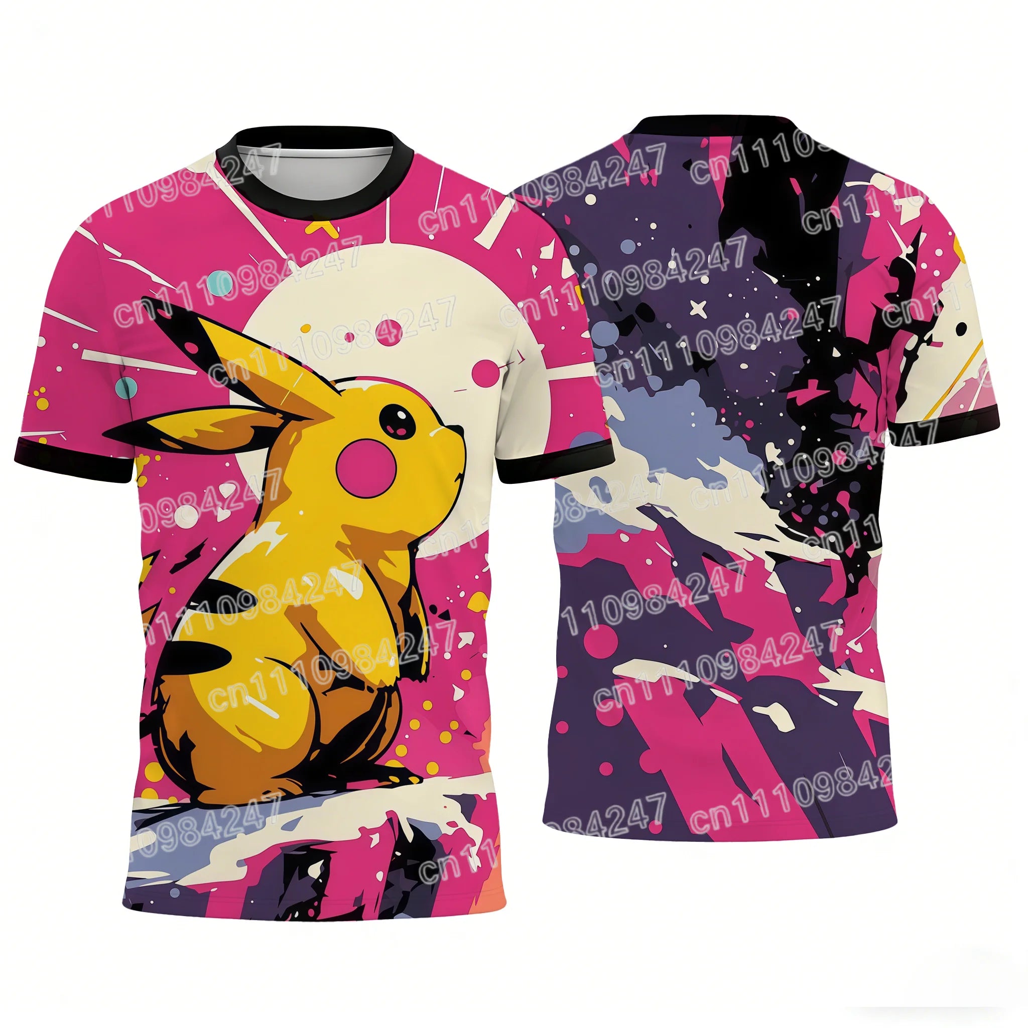 2026 Neue Pokemon Pikachu T-Shirts Lässige Kurzarm-Shirts für Mama Papa Kinder Unisex Eltern-Kind-Paar-Oberteile Sommer Streetwear