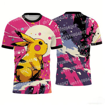 2026 Neue Pokemon Pikachu T-Shirts Lässige Kurzarm-Shirts für Mama Papa Kinder Unisex Eltern-Kind-Paar-Oberteile Sommer Streetwear