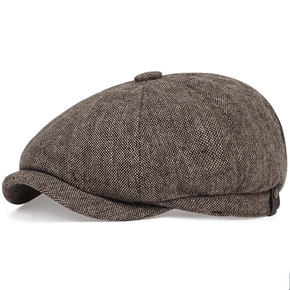 Retro Newsboy Caps für Herren, achteckige Hüte, britische Malerhüte, Herbst-Winter-Baskenmützen, Fischgrätmuster-Flatcaps, Hip-Hop-Baskenmützen, Gorras