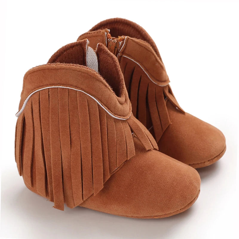 Winterstiefel für Babys, Jungen und Mädchen, 0–12 Monate, Western-Denim, Lauflernschuhe, warm, lässig, modisch