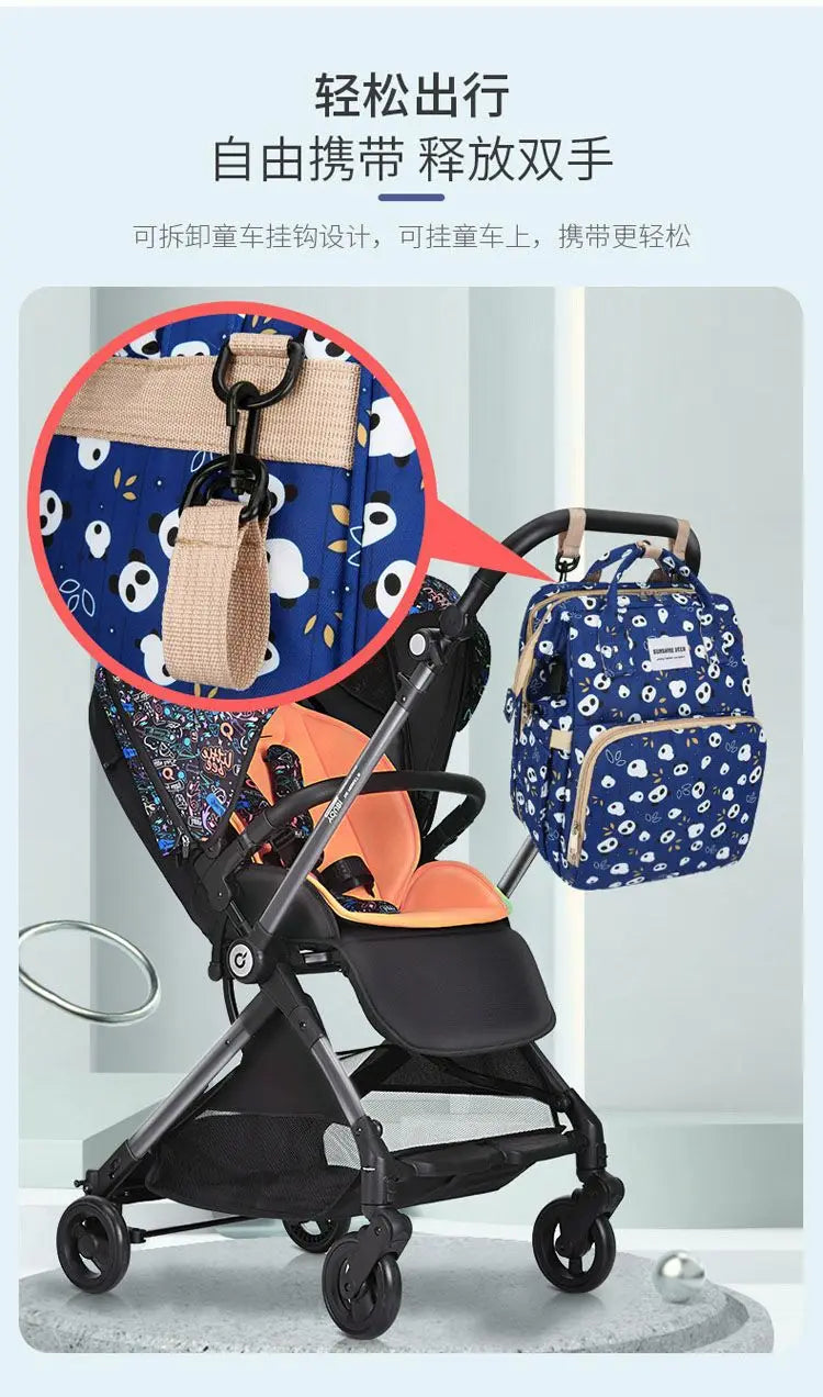 Mama Wickeltaschen Babybett Mutter Große Kapazität Windel Milchflasche Rucksäcke mit Wickelunterlage Praktische Baby-Stilltaschen Geschenk