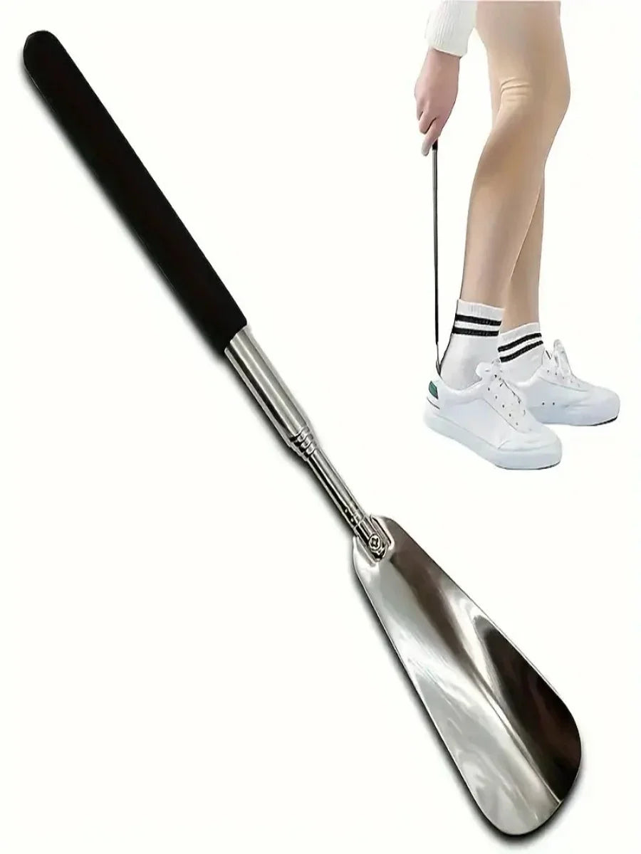 1 Stück Ausziehbarer Edelstahl-Schuhlöffel für Senioren, Schuhhilfe, Geeignet für Männer und Frauen, Schoenlepel, Schuhlöffel