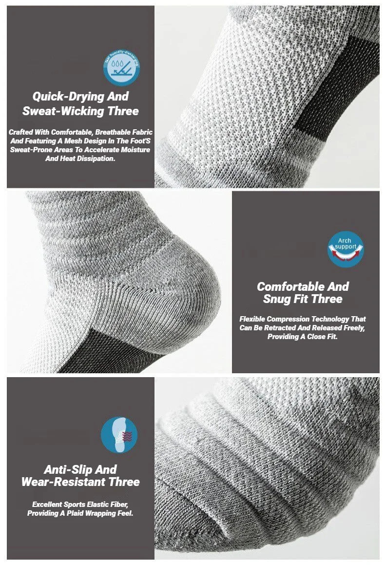 3 Paar rutschfeste Fußballsocken für Herren, kurze, lange Röhrensocken, Fußball, Basketball, Sport, atmungsaktiv, geruchshemmend, Größe 39–45, zum Laufen, Wandern